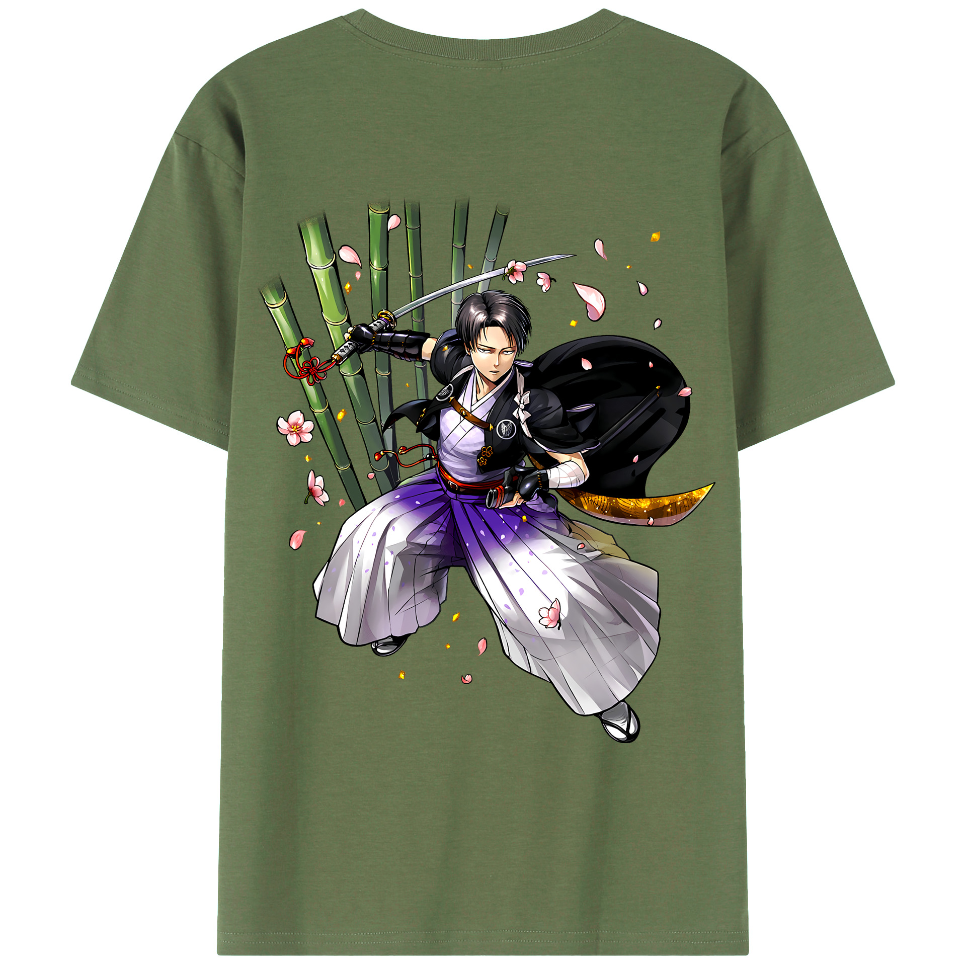 （画像用） 進撃の巨人 リヴァイ·アッカーマン Attack on Titan Levi Ackerman 綿100％ メンズ半袖Tシャツ（バックプリント） 通気性